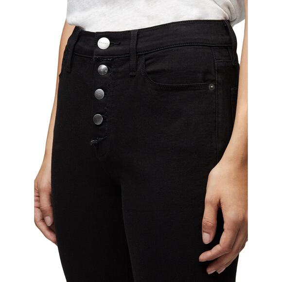 Frame Denim Noir Street Black Le High Waist Skinny Button Fly Jeans Size 28 - Picture 3 of 10